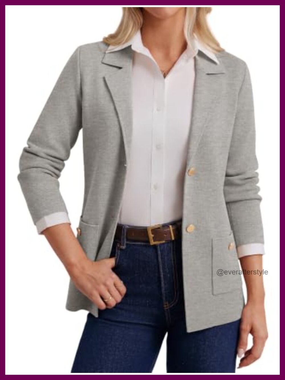 Womens Knit Blazer Sweater Cardigan Long Sleeve Gold Button Business Casual